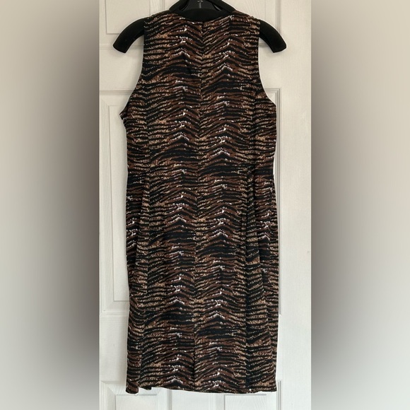 2198- MICHAEL Michael Kors Sleeveless Sheath Print Pencil Stretch Dress Size 12 - Picture 3 of 8